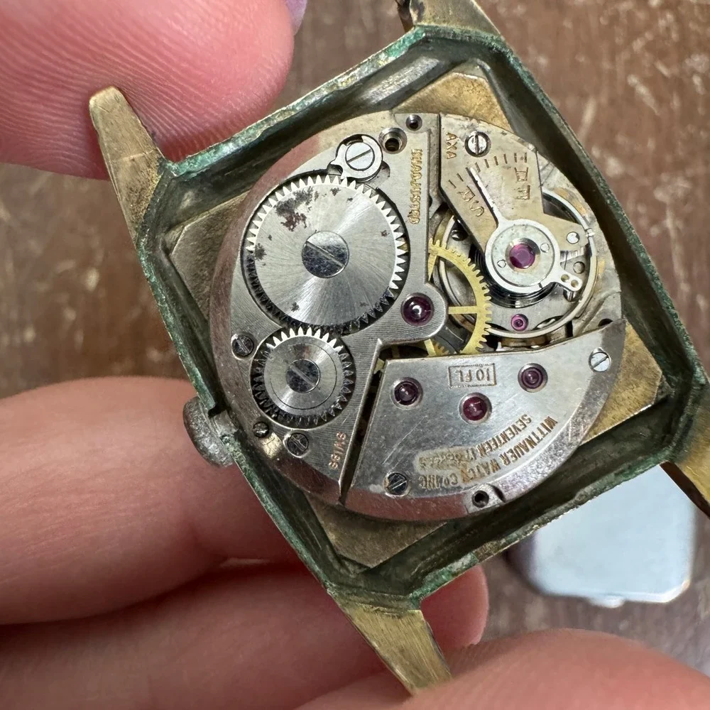 Wittnauer VINTAGE Men's 10‎ K GF 17 Jewel Rectangular Watch Face PARTS ONLY
